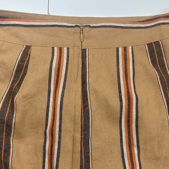 Worthington Linen CottonStriped Brown Wrap Skirt - Picture 6 of 10